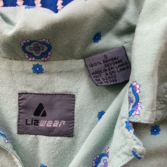 Liz & Co Vintage 90's Paisley Oversized Button Up Mint Green Small - Picture 7 of 9